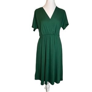 Coolmee Maternity Wrap Dress Womens Size S Green Jersey Knit Stretch Comfort NWT